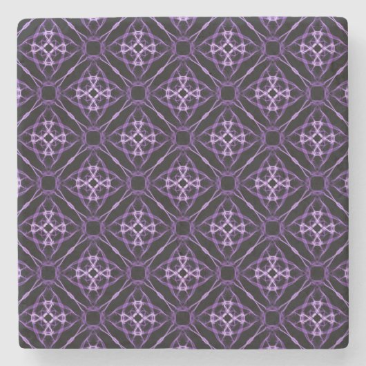 Lila geometrisches Diamantmuster Steinuntersetzer (Vorderseite)