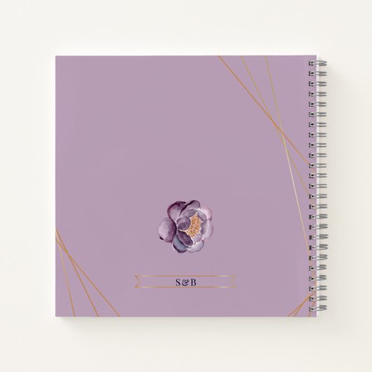 Lila geometrisches Hochzeitsbuch Notizblock (Rückseite)