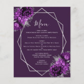 Lila, geometrisches Hochzeitsmenü mit Floral Silve (Vorderseite)