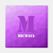 Lila geometrisches Maschenmuster Monogram Magnet (Vorne)