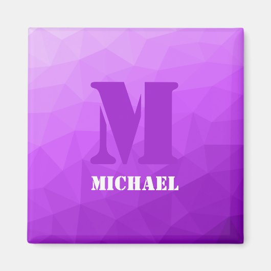 Lila geometrisches Maschenmuster Monogram Magnet (Vorne)