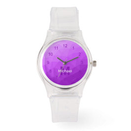 Lila geometrisches Maschenmuster Monogram Watch Armbanduhr