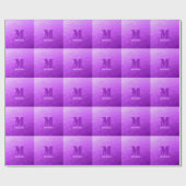 Lila geometrisches Maschenmuster Monogramm Geschenkpapier (Flach)