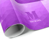 Lila geometrisches Maschenmuster Monogramm Geschenkpapier (Rolleneckpunkt)