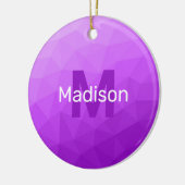 Lila geometrisches Maschenmuster Monogramm Keramik Ornament (Links)