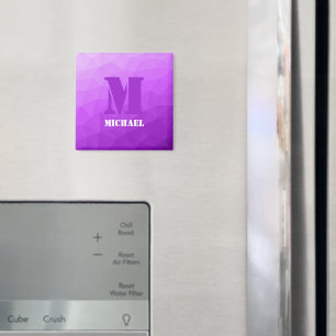 Lila geometrisches Maschenmuster Monogramm Magnet