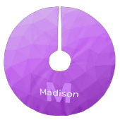 Lila geometrisches Maschenmuster Monogramm Polyester Weihnachtsbaumdecke (Vorderseite)