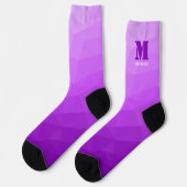 Lila geometrisches Maschenmuster Monogramm Socken (Linkes Detail)