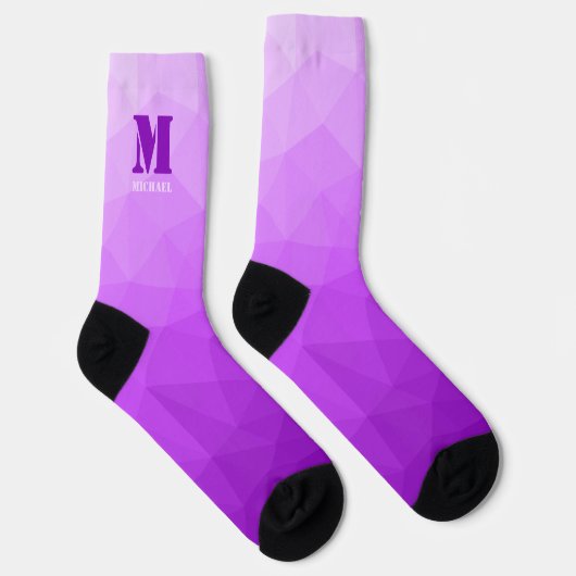Lila geometrisches Maschenmuster Monogramm Socken (Rechts)
