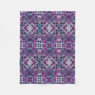 Lila geometrisches Mosaik-Strickmuster-Fleece-Deck Fleecedecke