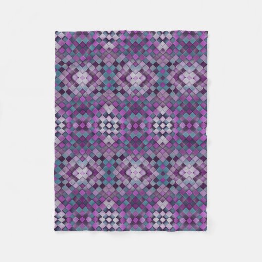 Lila geometrisches Mosaik-Strickmuster-Fleece-Deck Fleecedecke (Vorderseite)