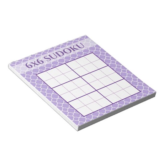 Lila geometrisches Muster 6x6 Sudoku-Grid-Vorlage Notizblock (angewinkelt)