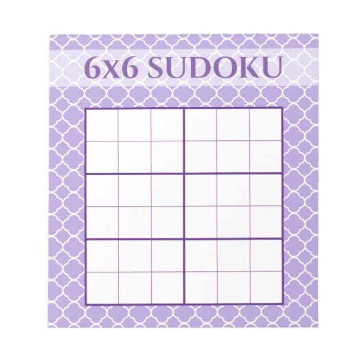 Lila geometrisches Muster 6x6 Sudoku-Grid-Vorlage Notizblock (Vorderseite)