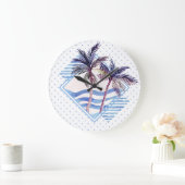 Lila geometrisches Muster für Wasserfarben Große Wanduhr (Zuhause)