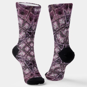 Lila geometrisches Muster mit aufwendiger Symmetri Socken