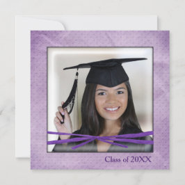 Lila geprägter Punktrahmen für Abschluss-Foto Einladung