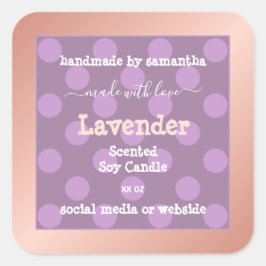 Lila gepunktete Produktverpackungsmarken Rose Gold Quadratischer Aufkleber