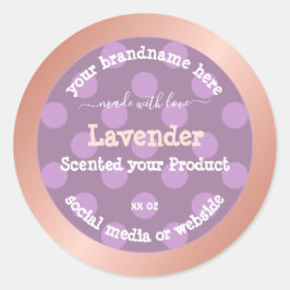 Lila gepunktete Produktverpackungsmarken Rose Gold Runder Aufkleber