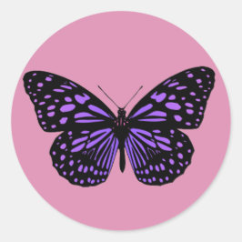 Lila Gepunkteter Schmetterling Runder Aufkleber