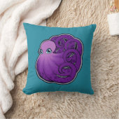 Lila Gepunkteter Tintenfisch Zeichnend Design Kissen (Decke)