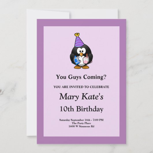 Lila Gerahmte Feier zum Geburtstag Einladung (Vorderseite)