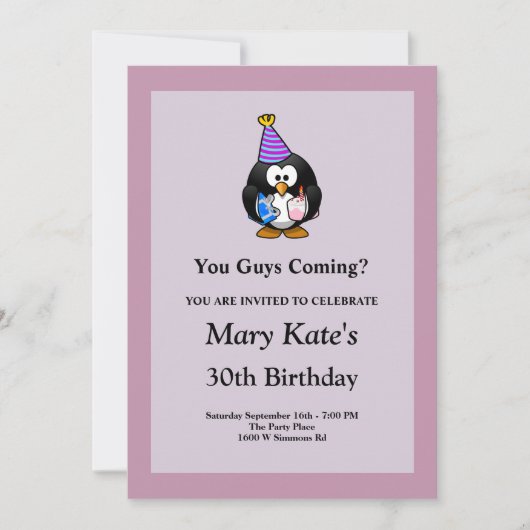 Lila Gerahmte Geburtstagsparty Einladung (Vorderseite)