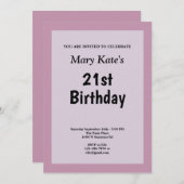 Lila Gerahmte Geburtstagsparty Einladung (Vorne/Hinten)