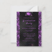 Lila Gerahmte Schwarze Abschluss-Einladung Mitteilungskarte (Vorderseite)