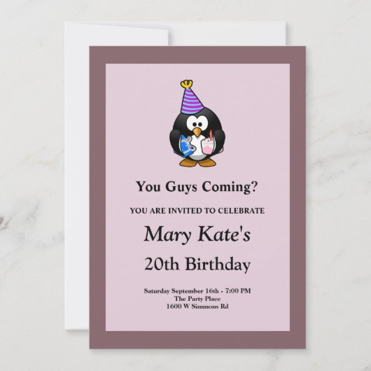 Lila/Gerahmte Sonntagsparty Einladung (Vorderseite)