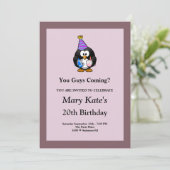 Lila/Gerahmte Sonntagsparty Einladung (Stehend Vorderseite)