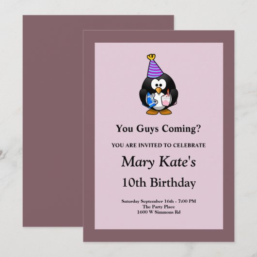 Lila/Gerahmte Sonntagsparty Einladung (Vorne/Hinten)