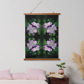 Lila Geranium-Blume Abstrakt Wandteppich Mit Holzrahmen (Schlafzimmer)