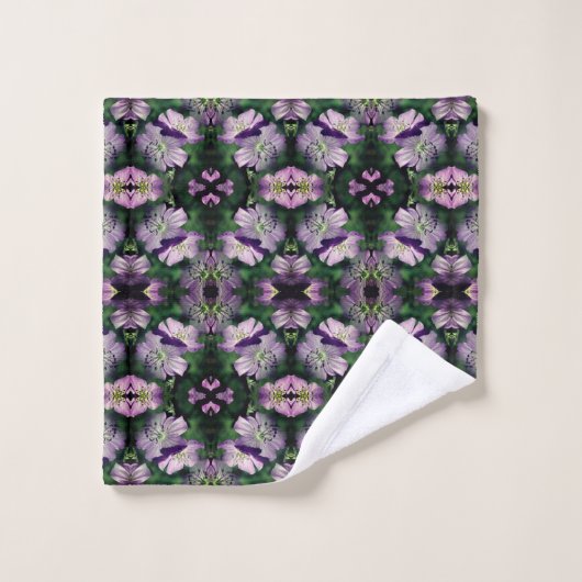 Lila Geranium-Blume multipliziert Abstrakt Badhandtuch Set (Waschlappen)