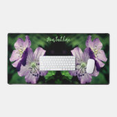 Lila Geranium Blume Pair Personalisiert Schreibtischunterlage (Tastatur & Maus)