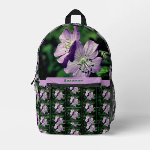Lila Geranium-Blume Personalisiert Bedruckter Rucksack