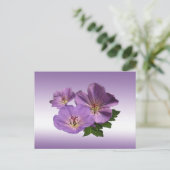 Lila Geranium-Blume Postkarte (Stehend Vorderseite)