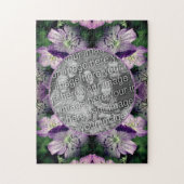 Lila Geranium Blume Rahmen hinzufügen Ihr Foto Puzzle (Vertikal)