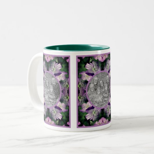 Lila Geranium Blume Rahmen hinzufügen Ihr Foto Zweifarbige Tasse (Vorderseite Links)