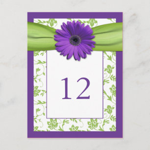 Lila Gerber Daisy Green Damask Tischnummer Card