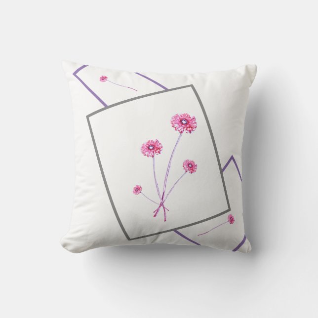 Lila Gerbera-Blume mit hellrosa Kissen (Vorderseite)