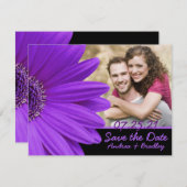 Lila Gerbera Daisy Blume Foto Wedding Save The Date (Vorne/Hinten)