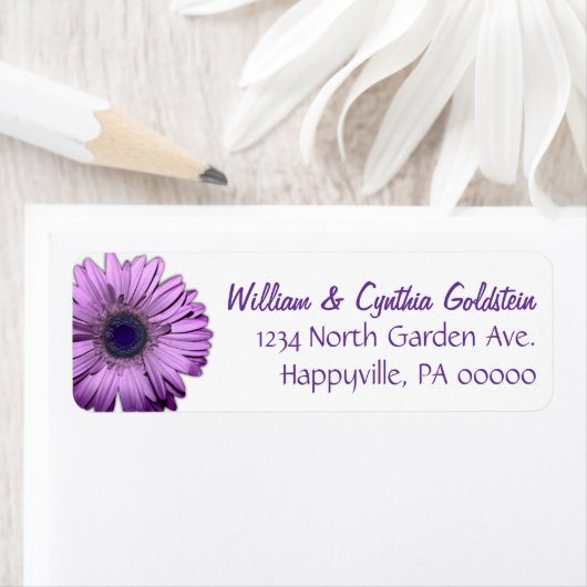 Lila Gerbera Daisy Custom Address Labels (Insitu)