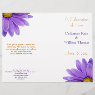Lila Gerbera Daisy Elegant Hochzeitsprogramm