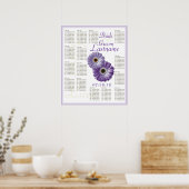 Lila Gerbera Daisy Wedding Guest Seating Chart Poster (Küche)