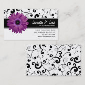 Lila Gerbera-Gänseblümchen-schwarze u. weiße Rolle Visitenkarte (Vorne/Hinten)