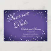 Lila Gerettet Datum | Chic Violet Silver Confetti Save The Date (Vorderseite)