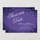Lila Gerettet Datum | Chic Violet Silver Confetti Save The Date (Vorne/Hinten)