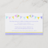 Lila Geschäftskarten der Flaggenbaby-Butike Visitenkarte (Rückseite)