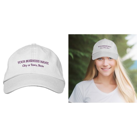 Lila Geschäftstext in der Cap Bestickte Baseballkappe