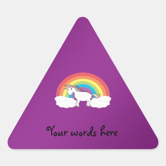 Lila Geschenke mit Regenbogen Dreieckiger Aufkleber (Vorderseite)